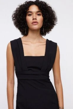 Coast Pleated Strap And Waist Detail Pencil Dress -Simply Feminine Shop bcc04417 black xl 1