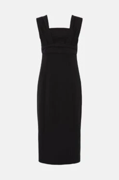 Coast Pleated Strap And Waist Detail Pencil Dress -Simply Feminine Shop bcc04417 black xl 3