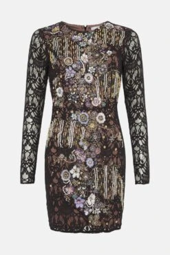 Coast Julie Kuyath Lace Mini Dress With Embellishment 11 Coast Julie Kuyath Lace Mini Dress With Embellishment -Simply Feminine Shop bcc04441 black xl 3