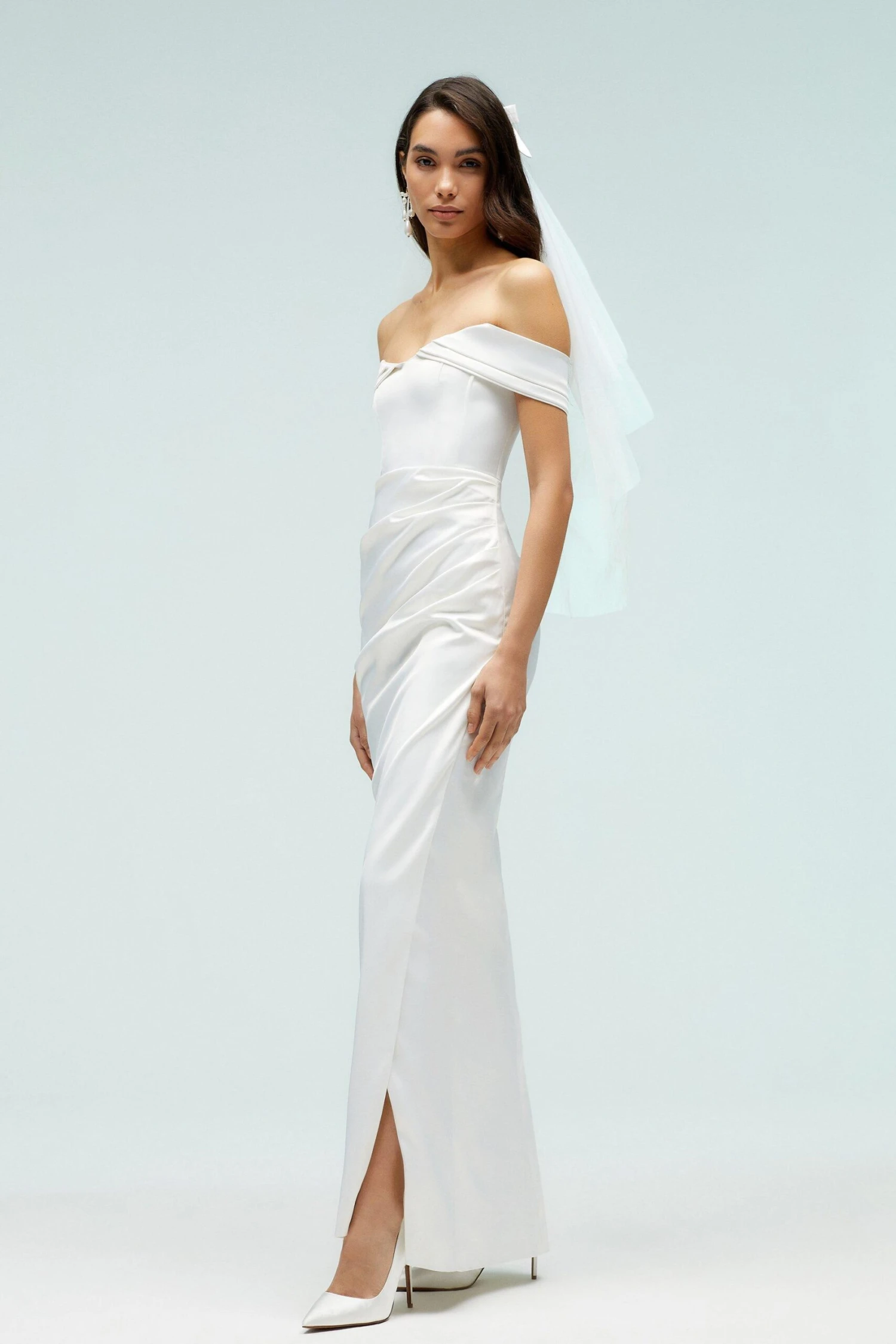 Coast Petite Structured Satin Bardot Wrap Maxi 3 Coast Petite Structured Satin Bardot Wrap Maxi
