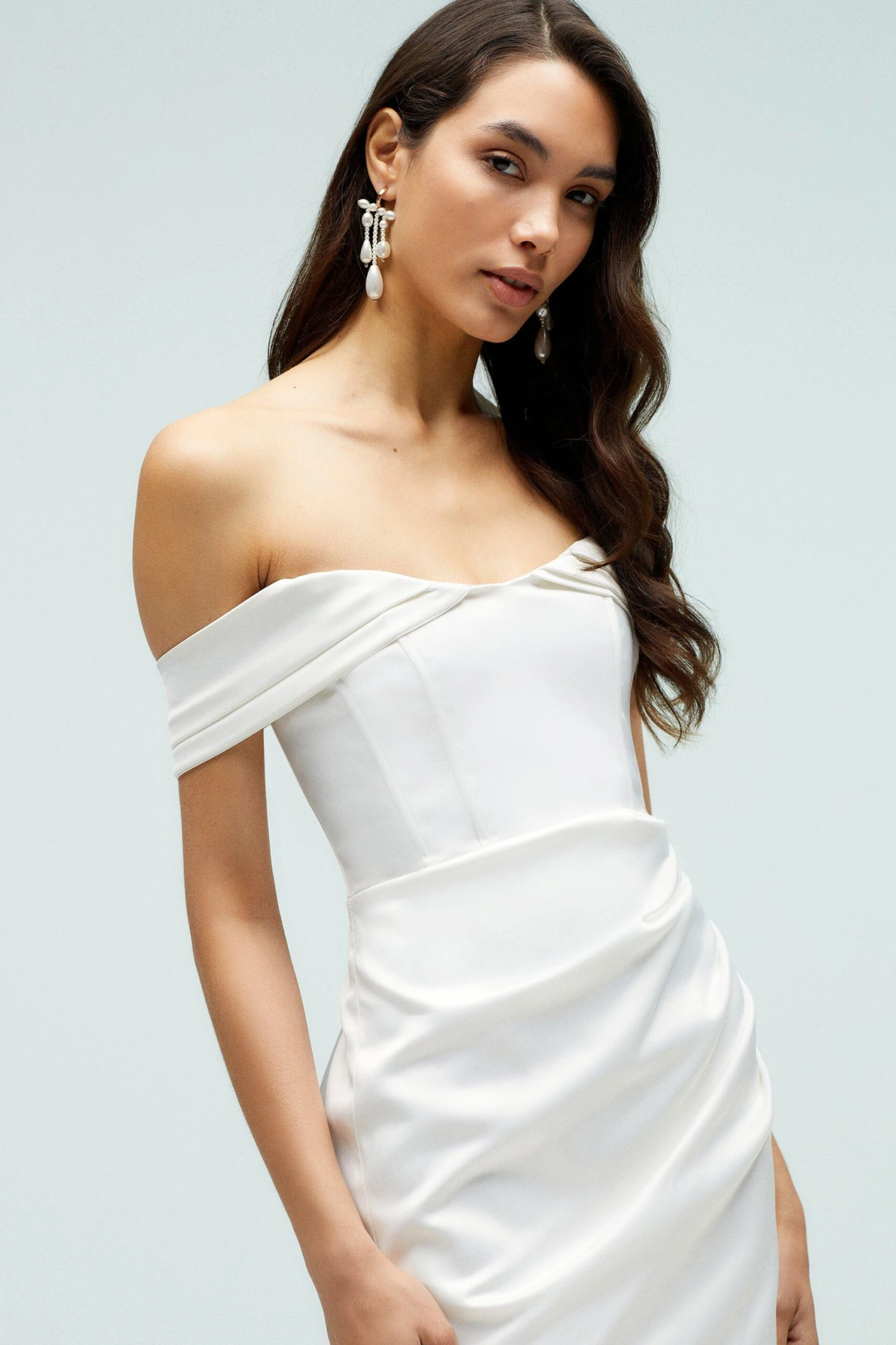 Coast Petite Structured Satin Bardot Wrap Maxi 4 Coast Petite Structured Satin Bardot Wrap Maxi - Image 2