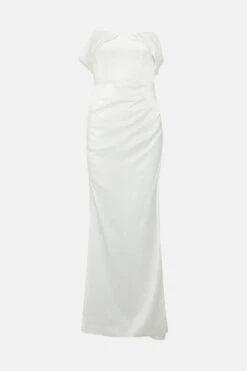Coast Petite Structured Satin Bardot Wrap Maxi 10 Coast Petite Structured Satin Bardot Wrap Maxi -Simply Feminine Shop bcc04473 ivory xl 3
