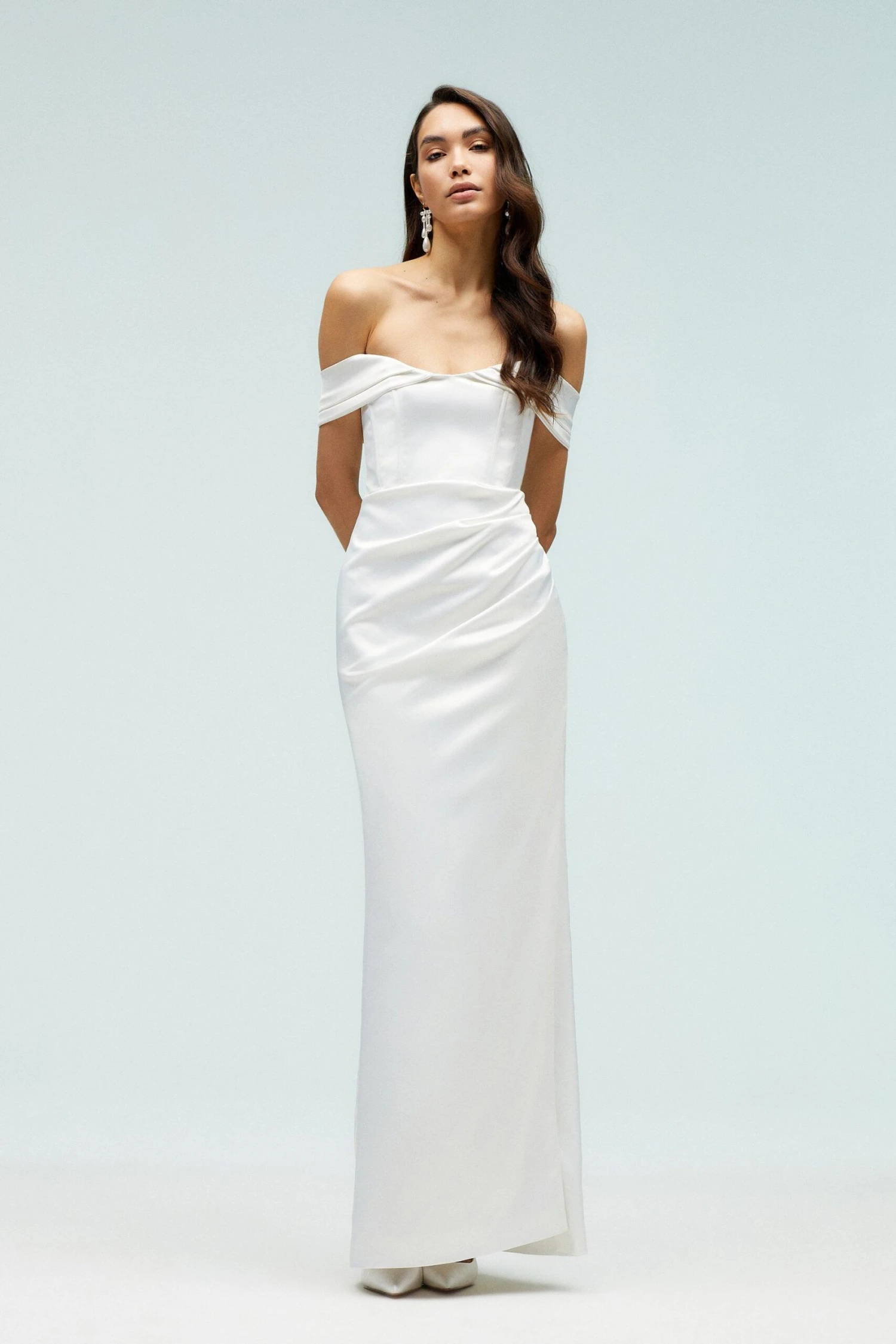 Coast Petite Structured Satin Bardot Wrap Maxi 7 Coast Petite Structured Satin Bardot Wrap Maxi - Image 5