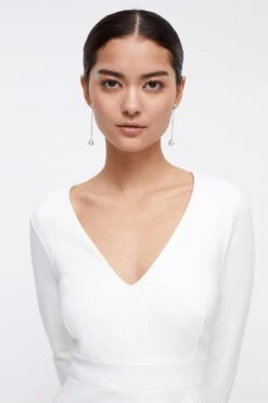 Coast Petite V Neck Full Skirt Midi Dress -Simply Feminine Shop bcc04474 ivory xl 1