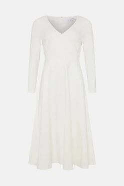 Coast Petite V Neck Full Skirt Midi Dress -Simply Feminine Shop bcc04474 ivory xl 3