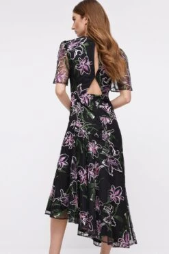 Coast Petite Lily Embroidered Mesh Long Sleeve Cut Out Back Midi D 10 Coast Petite Lily Embroidered Mesh Long Sleeve Cut Out Back Midi D -Simply Feminine Shop bcc04528 black xl 2