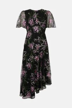 Coast Petite Lily Embroidered Mesh Long Sleeve Cut Out Back Midi D 11 Coast Petite Lily Embroidered Mesh Long Sleeve Cut Out Back Midi D -Simply Feminine Shop bcc04528 black xl 3