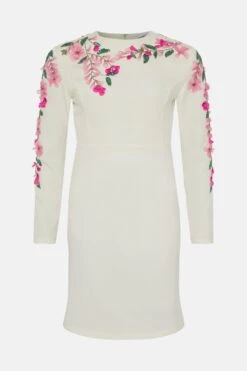 Coast Hand Stitched 3d Floral Long Sleeve Mini Dress -Simply Feminine Shop bcc04561 white xl 3