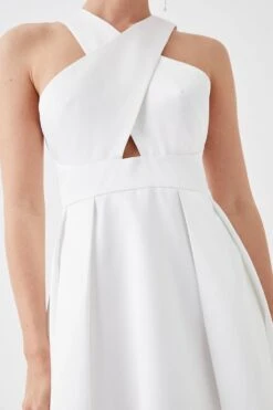 Coast Petite Cross Neck Twill Dress -Simply Feminine Shop bcc04600 ivory xl 2