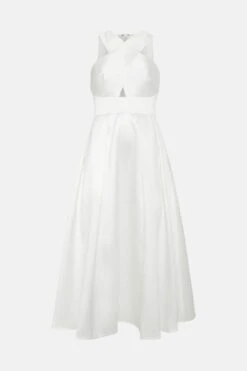 Coast Petite Cross Neck Twill Dress -Simply Feminine Shop bcc04600 ivory xl 3