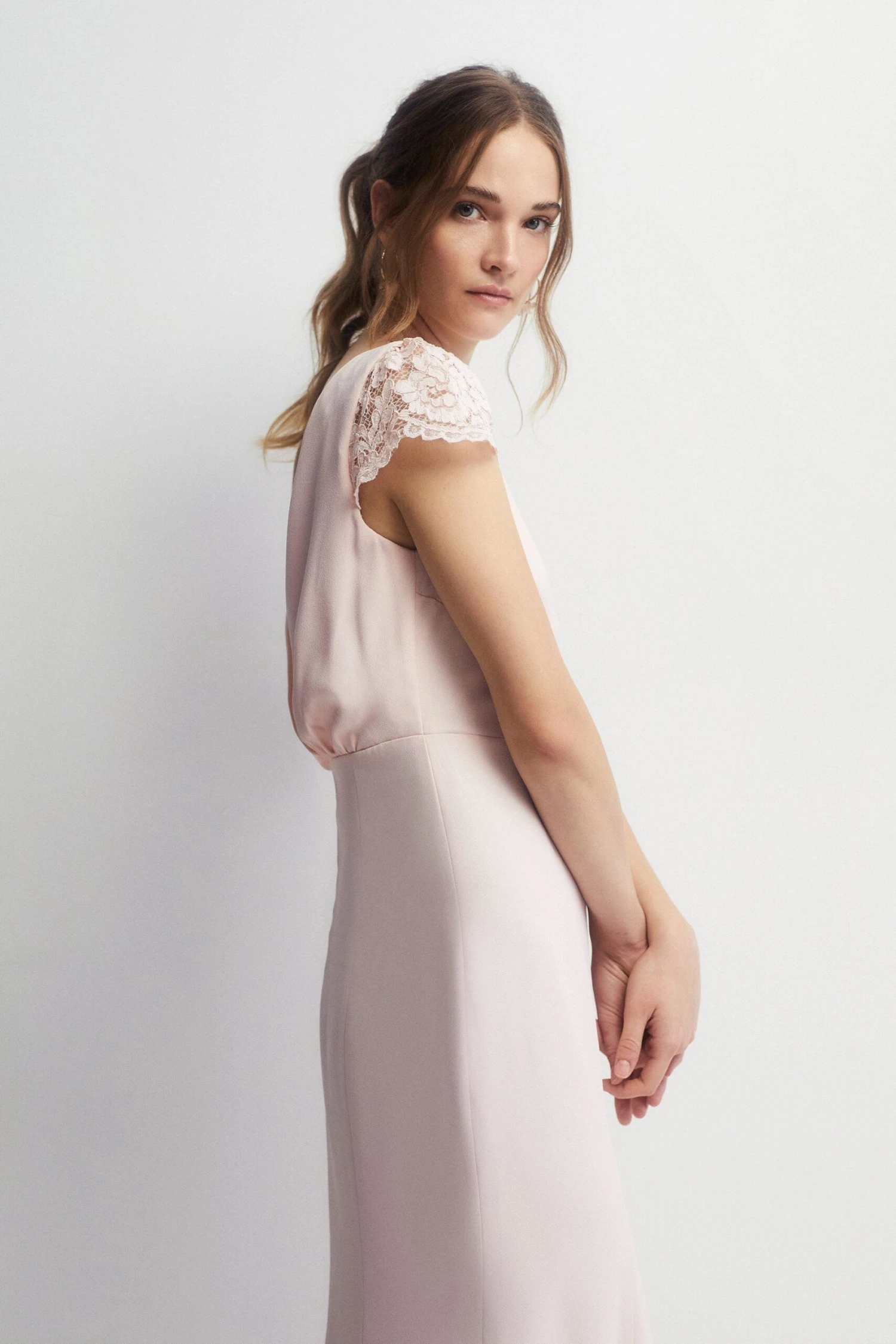 Coast Petite Lace Detail Satin Back Crepe Bardot Fishtail Maxi 4 Coast Petite Lace Detail Satin Back Crepe Bardot Fishtail Maxi - Image 2