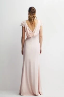 Coast Petite Lace Detail Satin Back Crepe Bardot Fishtail Maxi 9 Coast Petite Lace Detail Satin Back Crepe Bardot Fishtail Maxi -Simply Feminine Shop bcc04602 blush xl 2