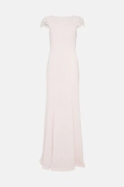 Coast Petite Lace Detail Satin Back Crepe Bardot Fishtail Maxi 10 Coast Petite Lace Detail Satin Back Crepe Bardot Fishtail Maxi -Simply Feminine Shop bcc04602 blush xl 3