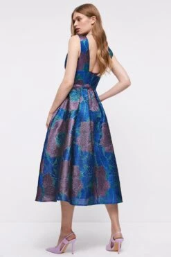 Coast Plunge Neck Premium Jacquard Midi Dress 12 Coast Plunge Neck Premium Jacquard Midi Dress -Simply Feminine Shop bcc04605 multi xl 4