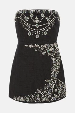 Coast Tweed Strapless Mini Dress With Embellishment -Simply Feminine Shop bcc04663 black xl 3