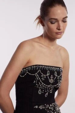 Coast Tweed Strapless Mini Dress With Embellishment -Simply Feminine Shop bcc04663 black xl 4