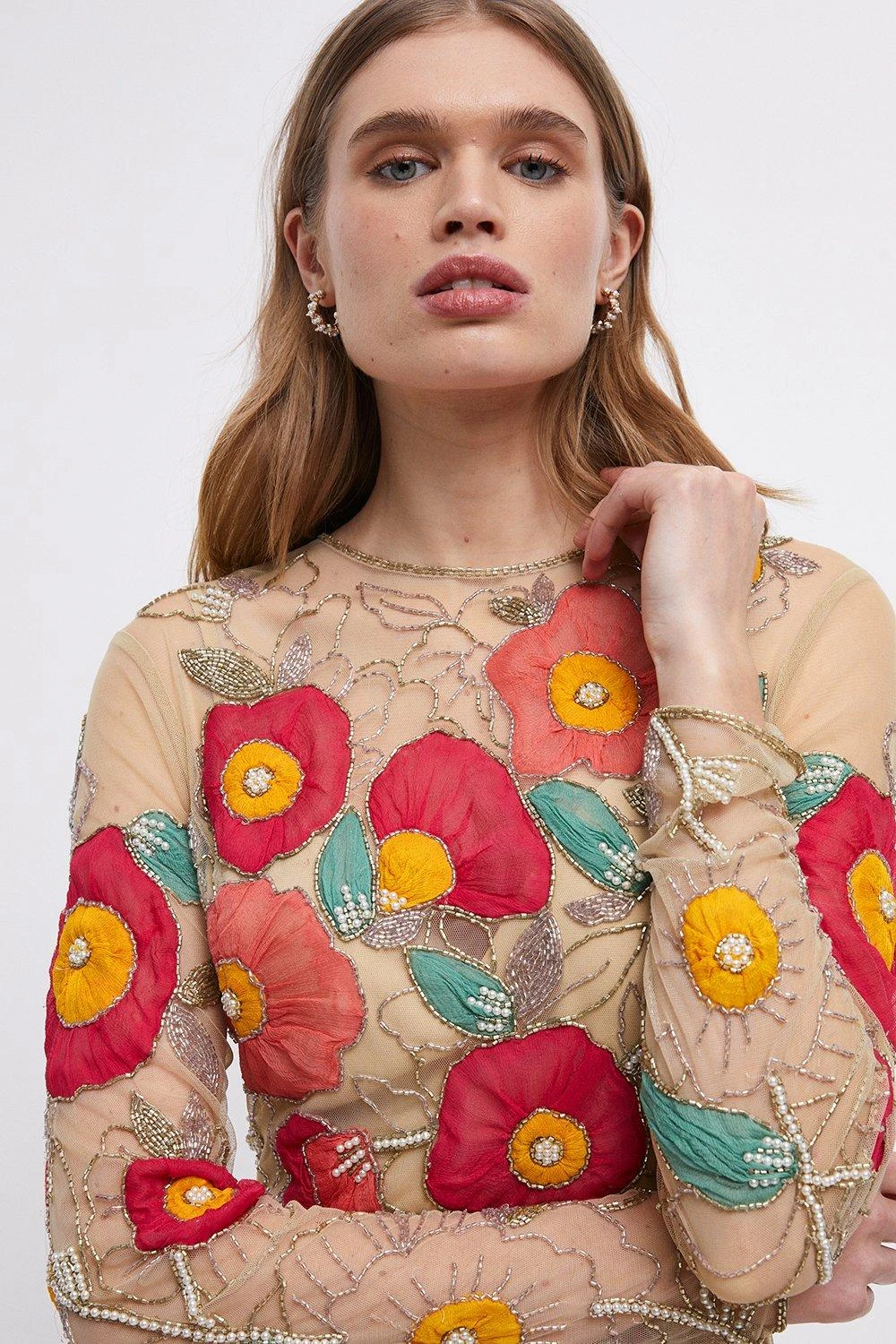 Coast Premium Hand Embellished Chiffon Floral Mini Dress 4 Coast Premium Hand Embellished Chiffon Floral Mini Dress - Image 2