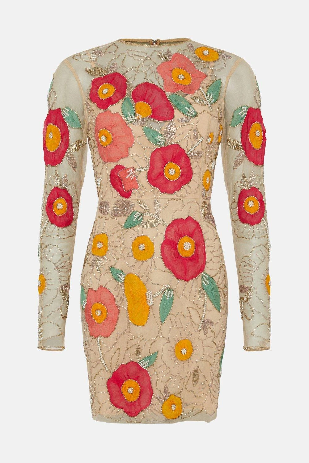 Coast Premium Hand Embellished Chiffon Floral Mini Dress 6 Coast Premium Hand Embellished Chiffon Floral Mini Dress - Image 4