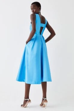 Coast Plunge Midi Dress In Twill -Simply Feminine Shop bcc04867 blue xl 3