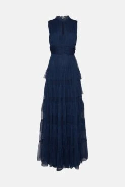 Coast Petite Tulle Tiered Frill Sleeve Bridesmaids Maxi Dress 10 Coast Petite Tulle Tiered Frill Sleeve Bridesmaids Maxi Dress -Simply Feminine Shop bcc04868 navy xl 3