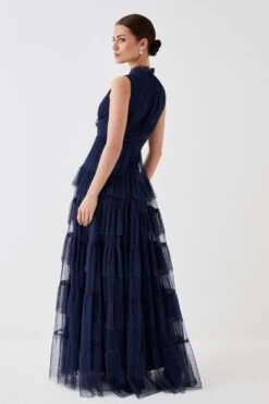 Coast Petite Tulle Tiered Frill Sleeve Bridesmaids Maxi Dress 11 Coast Petite Tulle Tiered Frill Sleeve Bridesmaids Maxi Dress -Simply Feminine Shop bcc04868 navy xl 4