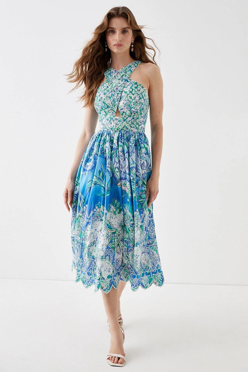 Coast Alexandra Farmer Cross Front Broderie Midi Dress 3 Coast Alexandra Farmer Cross Front Broderie Midi Dress