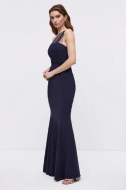 Coast Petite Mesh One Shoulder Crepe Bridesmaid Maxi Dress 9 Coast Petite Mesh One Shoulder Crepe Bridesmaid Maxi Dress -Simply Feminine Shop bcc04886 navy xl 2
