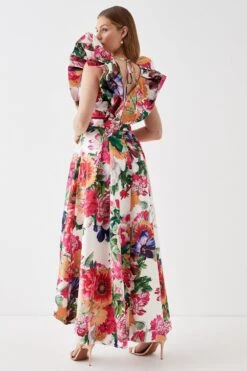 Coast Twill Printed Midi Dress -Simply Feminine Shop bcc04897 orange xl 2