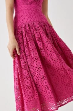 Coast Panelled Drop Waist Broderie Midi Dress 9 Coast Panelled Drop Waist Broderie Midi Dress -Simply Feminine Shop bcc04930 pink xl 2 b