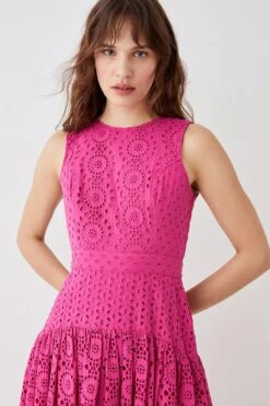 Coast Panelled Drop Waist Broderie Midi Dress 10 Coast Panelled Drop Waist Broderie Midi Dress -Simply Feminine Shop bcc04930 pink xl 3 b