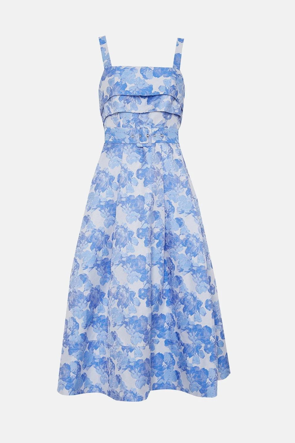 Coast Belted Cami Top Midi Dress In Jacquard 6 Coast Belted Cami Top Midi Dress In Jacquard - Image 4