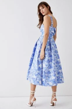 Coast Belted Cami Top Midi Dress In Jacquard 11 Coast Belted Cami Top Midi Dress In Jacquard -Simply Feminine Shop bcc04991 blue xl 4
