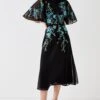Coast Trailing Floral Embroidered Angel Sleeve Midi Dress 2 Coast Trailing Floral Embroidered Angel Sleeve Midi Dress -Simply Feminine Shop bcc05041 black xl