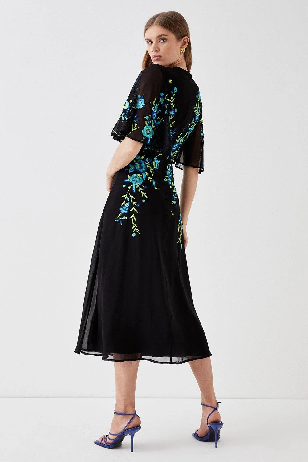 Coast Trailing Floral Embroidered Angel Sleeve Midi Dress 5 Coast Trailing Floral Embroidered Angel Sleeve Midi Dress - Image 3