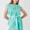 Coast Ruffle Chiffon Belted Mini Dress -Simply Feminine Shop bcc05043 turquoise xl