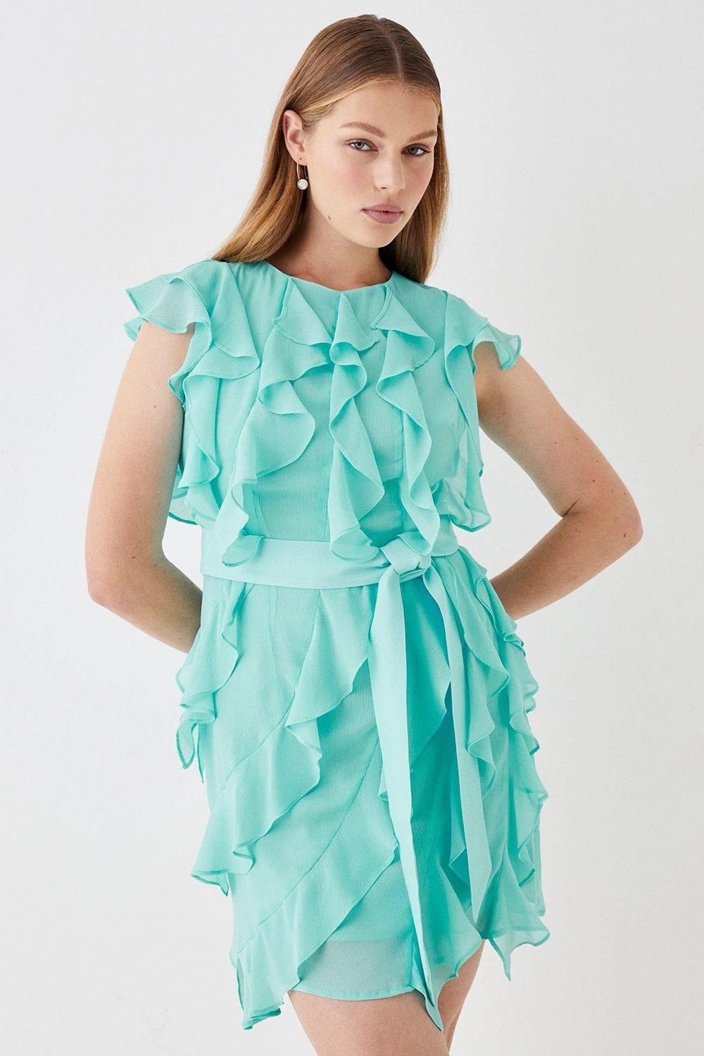Coast Ruffle Chiffon Belted Mini Dress 3 Coast Ruffle Chiffon Belted Mini Dress