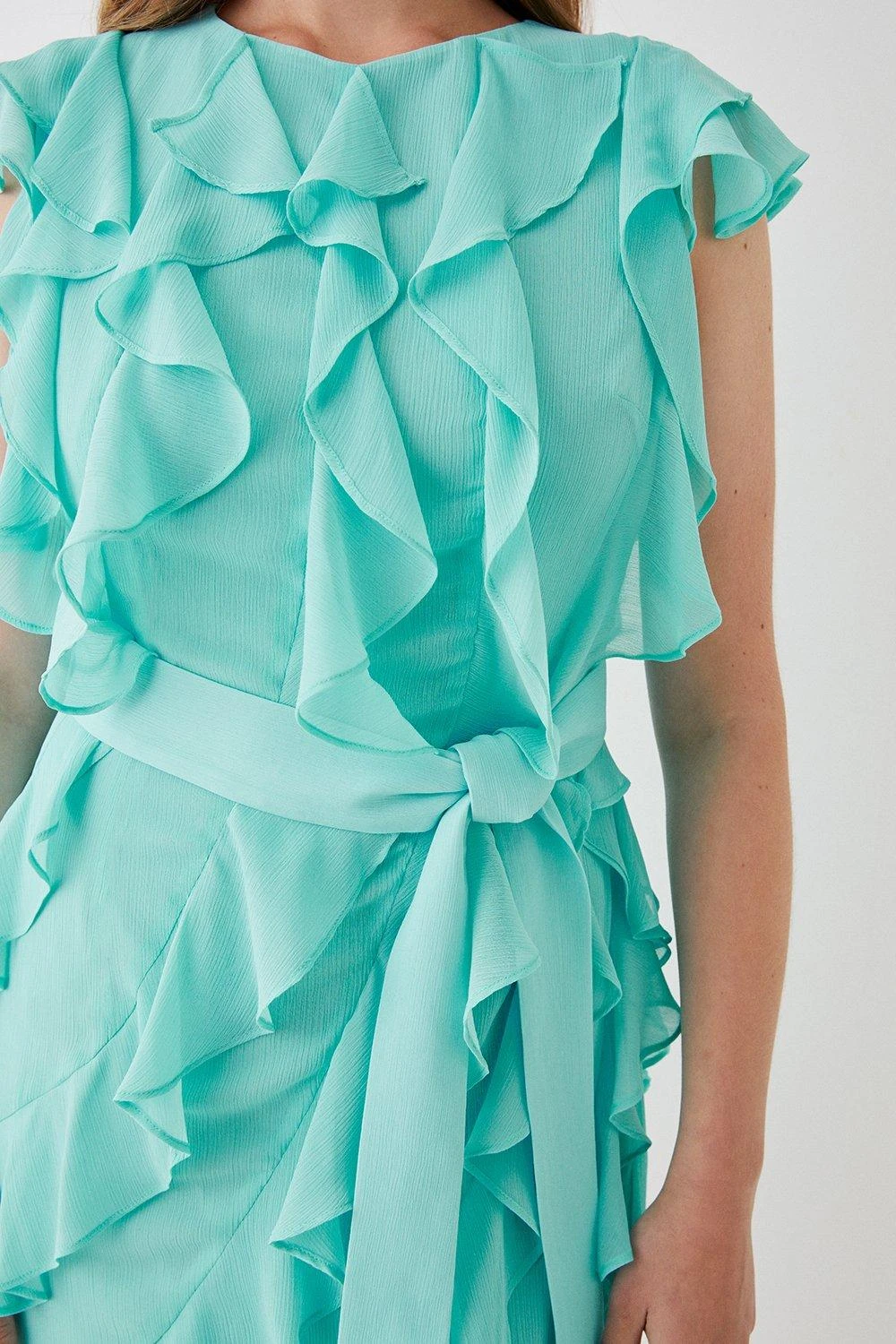 Coast Ruffle Chiffon Belted Mini Dress 4 Coast Ruffle Chiffon Belted Mini Dress - Image 2
