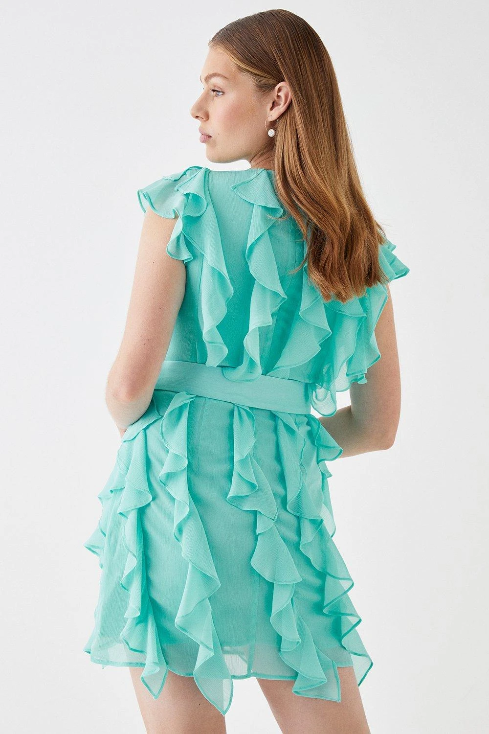 Coast Ruffle Chiffon Belted Mini Dress 5 Coast Ruffle Chiffon Belted Mini Dress - Image 3