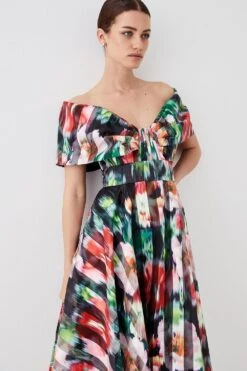 Coast Petite Bardot Midi Dress In Stripe Organza 12 Coast Petite Bardot Midi Dress In Stripe Organza -Simply Feminine Shop bcc05095 black xl 4