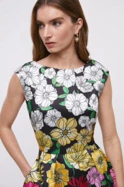 Coast Structured Twill Midi Dress With Pockets 12 Coast Structured Twill Midi Dress With Pockets -Simply Feminine Shop bcc05130 multi xl 4