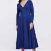 Coast Ponte V Neck Full Skirt Midi Dress 1 Coast Ponte V Neck Full Skirt Midi Dress -Simply Feminine Shop bcc05149 cobalt xl