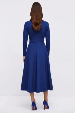 Coast Ponte V Neck Full Skirt Midi Dress -Simply Feminine Shop bcc05149 cobalt xl 4