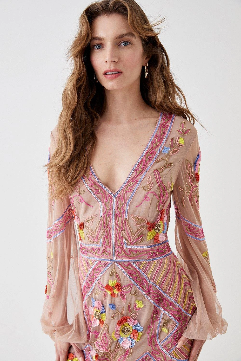 Coast Alexandra Farmer Hand Embellished Mini Dress With V Neck 4 Coast Alexandra Farmer Hand Embellished Mini Dress With V Neck - Image 2