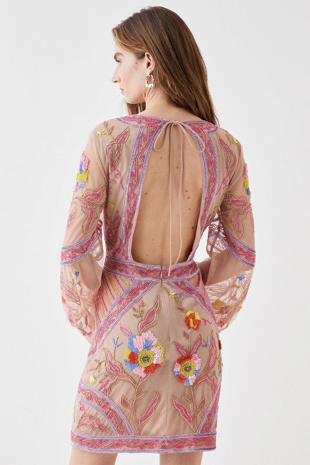 Coast Alexandra Farmer Hand Embellished Mini Dress With V Neck 5 Coast Alexandra Farmer Hand Embellished Mini Dress With V Neck - Image 3