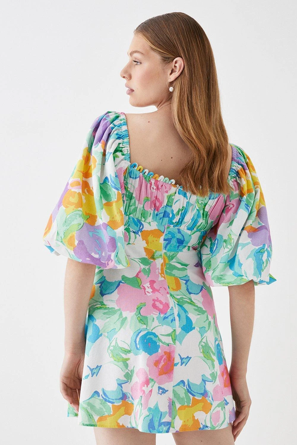 Coast Linen Ruched Bodice Trim Mini Dress 5 Coast Linen Ruched Bodice Trim Mini Dress - Image 3