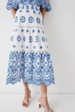 Coast Bardot Trim Detail Tiered Broderie Midi Dress 10 Coast Bardot Trim Detail Tiered Broderie Midi Dress -Simply Feminine Shop bcc05185 ivory xl 2