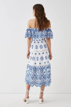 Coast Bardot Trim Detail Tiered Broderie Midi Dress 11 Coast Bardot Trim Detail Tiered Broderie Midi Dress -Simply Feminine Shop bcc05185 ivory xl 3