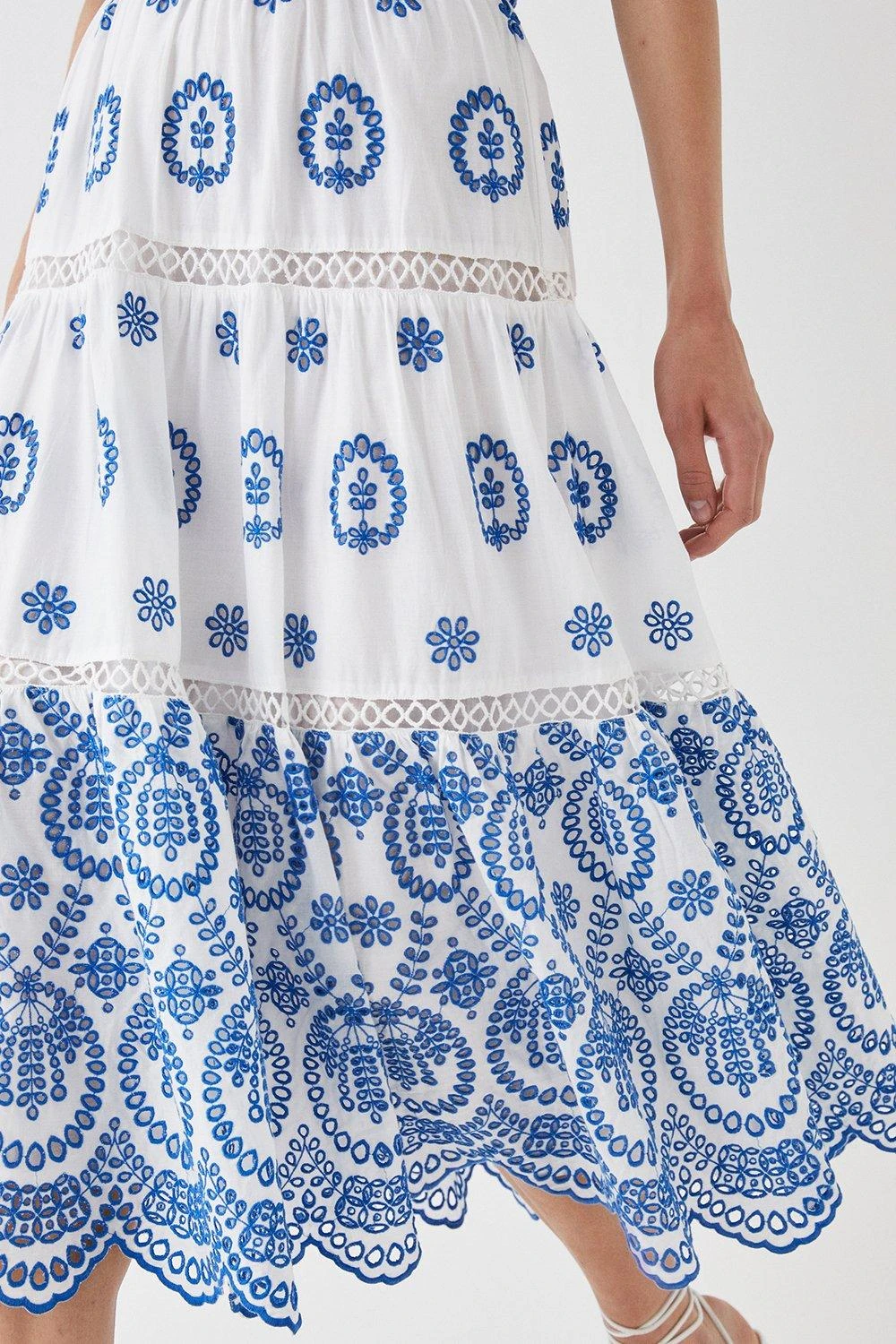 Coast Bardot Trim Detail Tiered Broderie Midi Dress 7 Coast Bardot Trim Detail Tiered Broderie Midi Dress - Image 5
