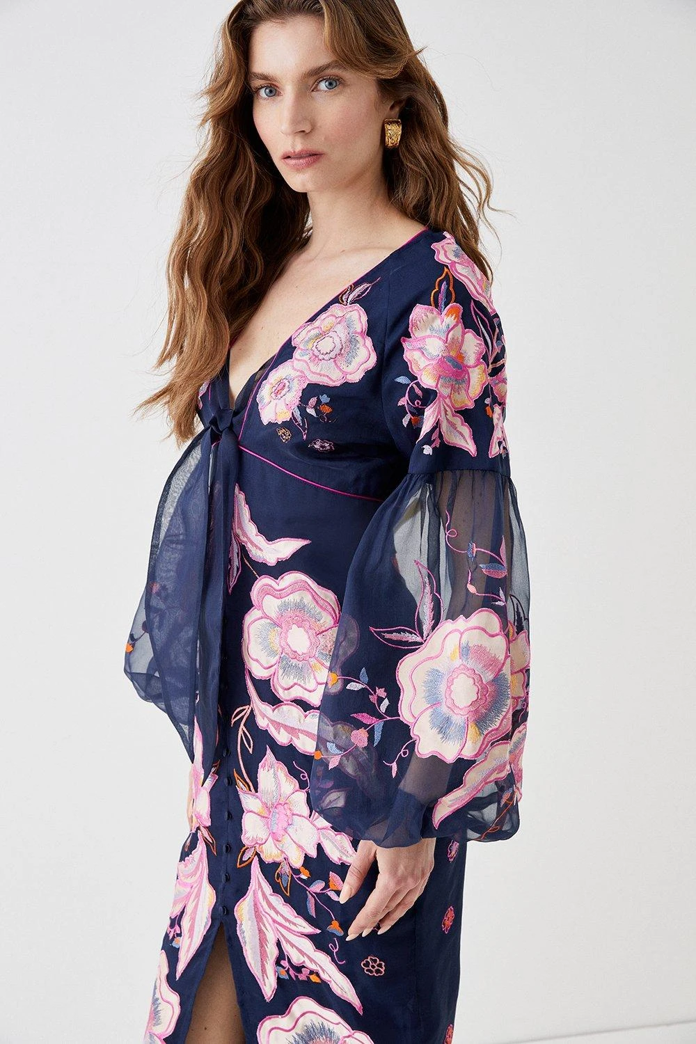 Coast Alexandra Farmer Applique And Embroidered Tie Front Midi Dre 3 Coast Alexandra Farmer Applique And Embroidered Tie Front Midi Dre