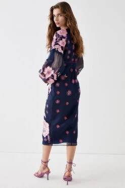 Coast Alexandra Farmer Applique And Embroidered Tie Front Midi Dre 7 Coast Alexandra Farmer Applique And Embroidered Tie Front Midi Dre -Simply Feminine Shop bcc05192 navy xl 2